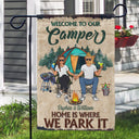 Husband Wife Couple Home Is Where We Park It - Gift For Camping Couples - Personalized Custom Flag