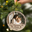 Custom Photo First Christmas As Mom Dad Grandparents - Christmas Gift For Family - Personalized Custom Circle Ceramic Ornament