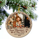 Custom Photo First Christmas As Mom Dad Grandparents - Christmas Gift For Family - Personalized Custom Circle Ceramic Ornament