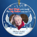 Custom Photo Your Wings Were Ready But My Heart Was Not - Christmas Gift - Memorial Gift For Family - Personalized Custom Circle Acrylic Ornament