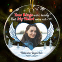 Custom Photo Your Wings Were Ready But My Heart Was Not - Christmas Gift - Memorial Gift For Family - Personalized Custom Circle Acrylic Ornament