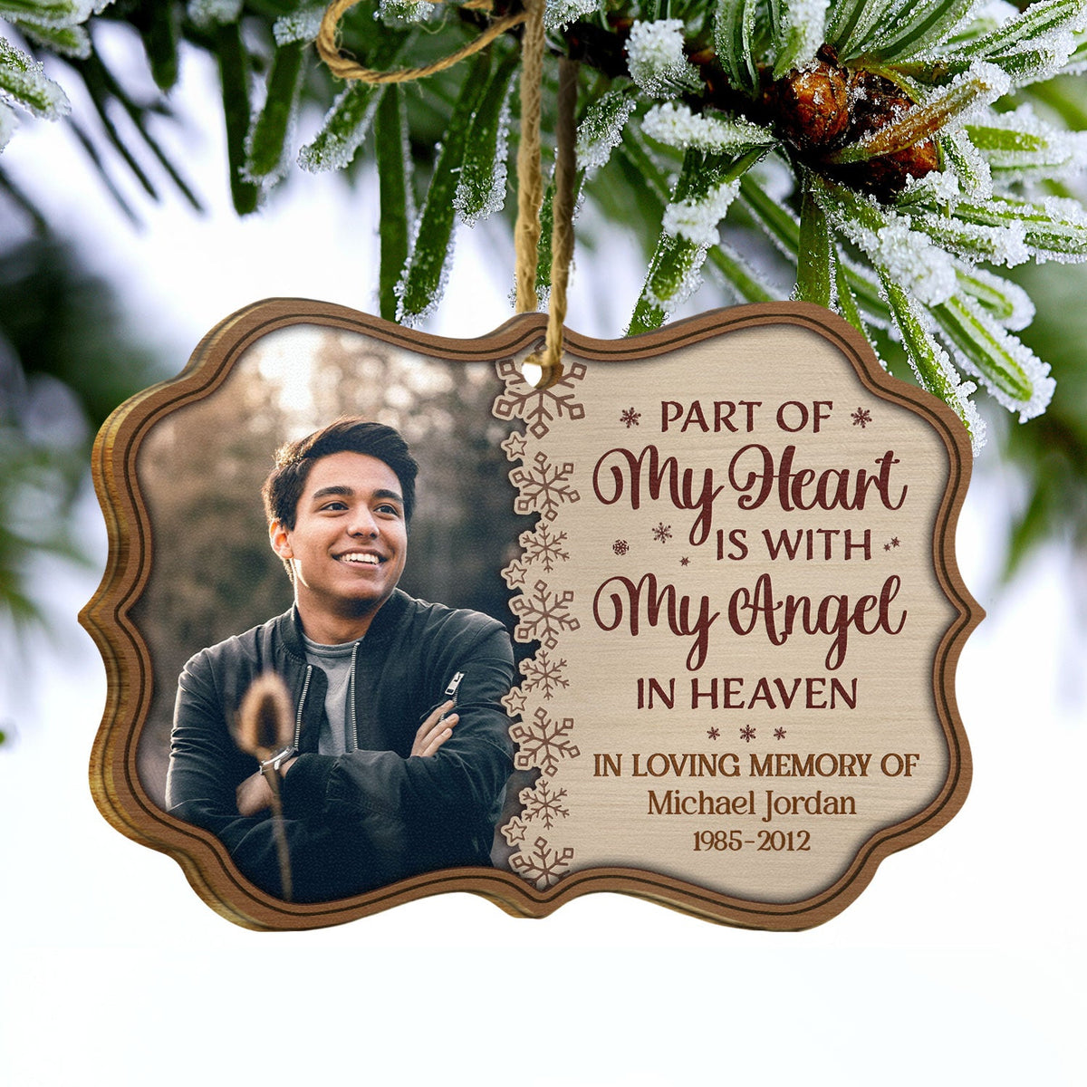 Custom Photo Always On My Mind Forever In My Heart - Memorial Gift For Family - Personalized Wooden Ornament