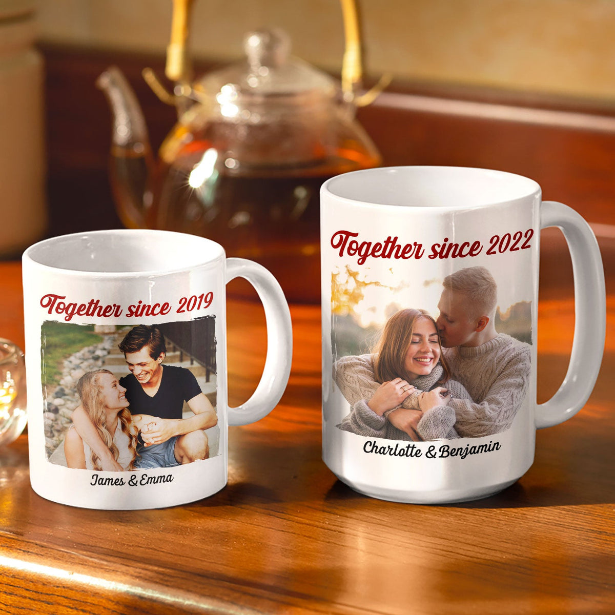 Custom Photo My Wife Is Hotter Than My Coffee Family Couple - Gift For Couple - Personalized Custom White Edge-to-Edge Mug