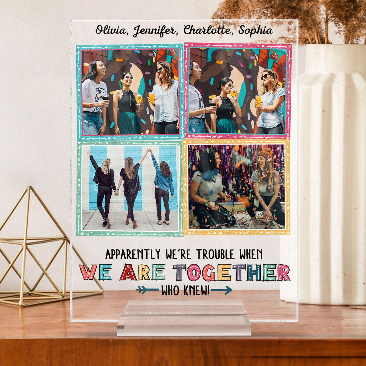 Custom Photo Here's To Another Year Of Bonding Over Alcohol - Gift For BFF And Best Friends - Personalized Custom Vertical Rectangle Acrylic Plaque