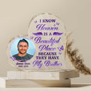 Custom Photo I Know Heaven Is A Beautiful Place - Memorial Gift For Family - Personalized Custom Heart Shaped Acrylic Plaque
