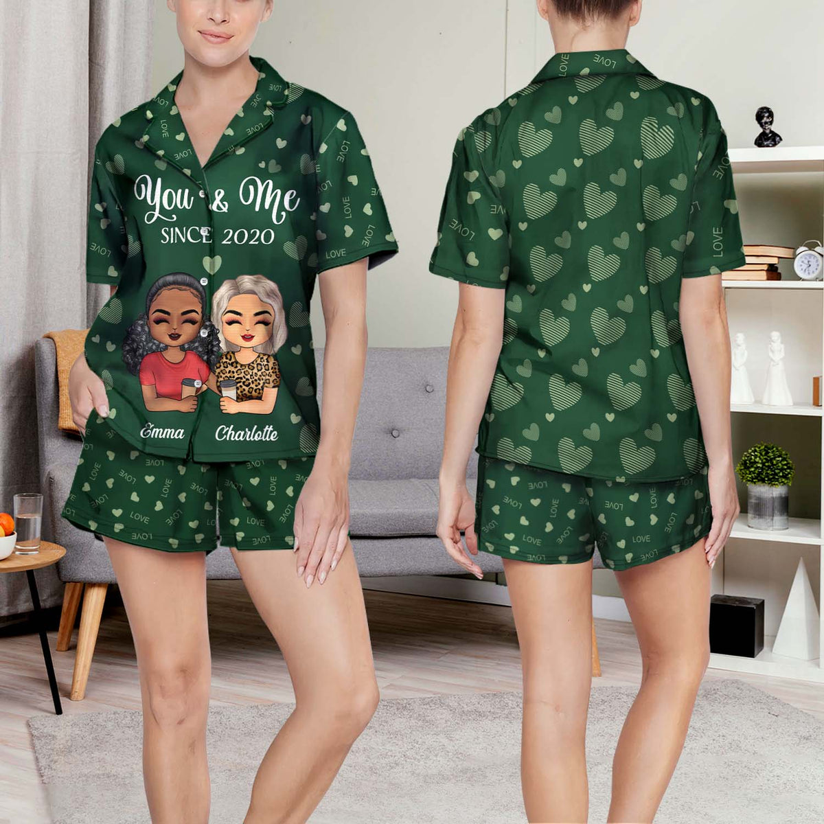 Toi et moi depuis - Cadeau d'anniversaire pour conjoint, mari, femme, petit ami, petite amie - Ensemble de pyjama court personnalisé