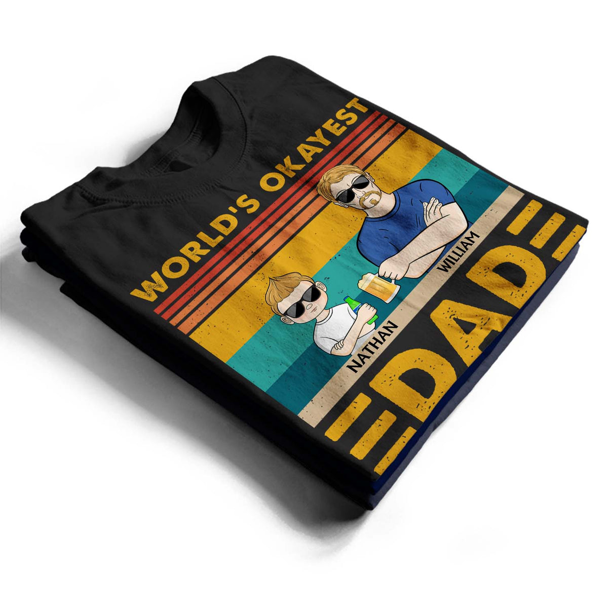 World's Okayest Dad - Funny, Birthday Gift For Father, Husband - Personalized Custom T Shirt