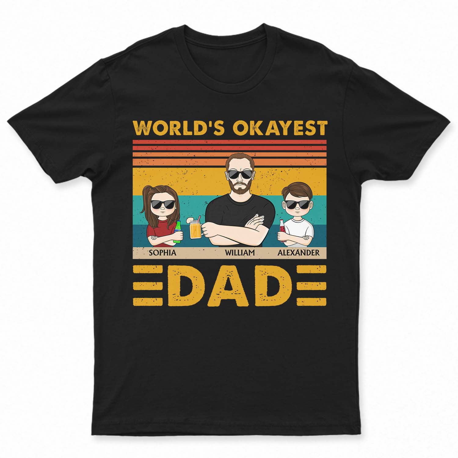 World's Okayest Dad - Funny, Birthday Gift For Father, Husband - Personalized Custom T Shirt