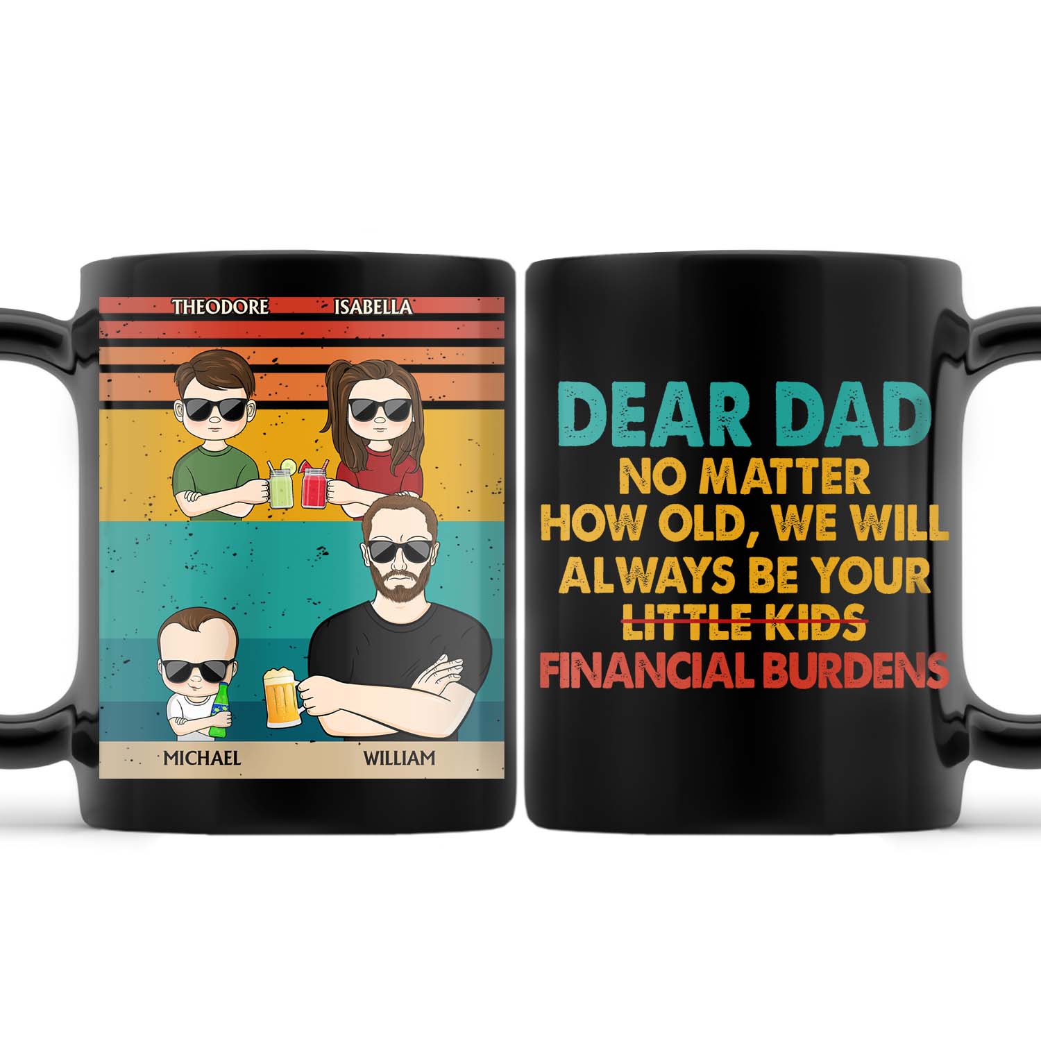 Dear Dad No Matter How Old, I Will Always Be Your Little Kid Financial Burden - Funny, Birthday Gift For Father, Husband - Personalized Custom Black Mug