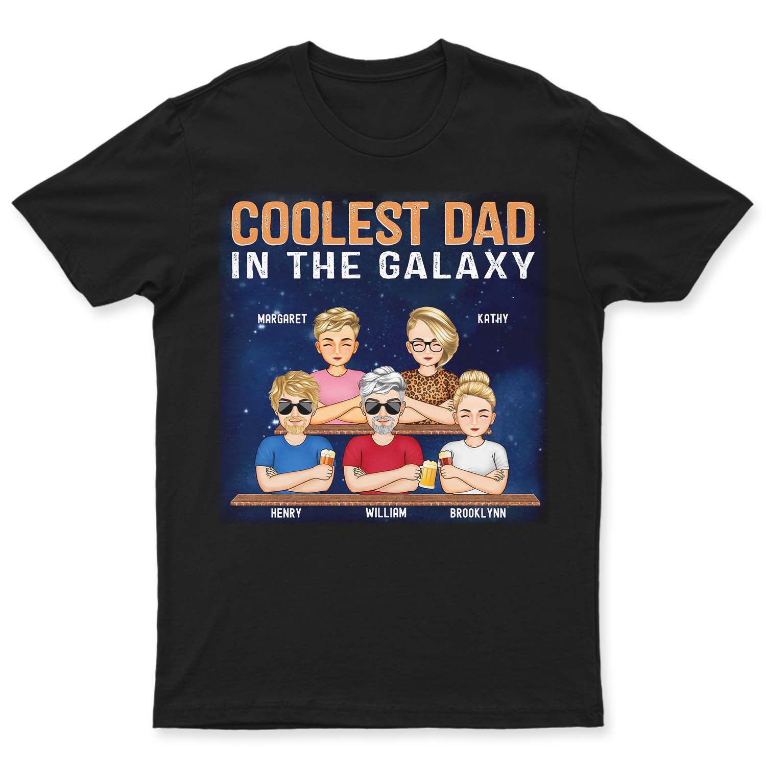 Coolest Dad In The Galaxy - Birthday, Loving Gift For Daddy, Father, Grandpa, Grandfather - Personalized Custom T Shirt