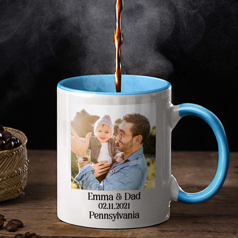 Custom Photo Star Map On The Day You Became My Daddy - Gift For Father, Papa - Personalized Custom Accent Mug