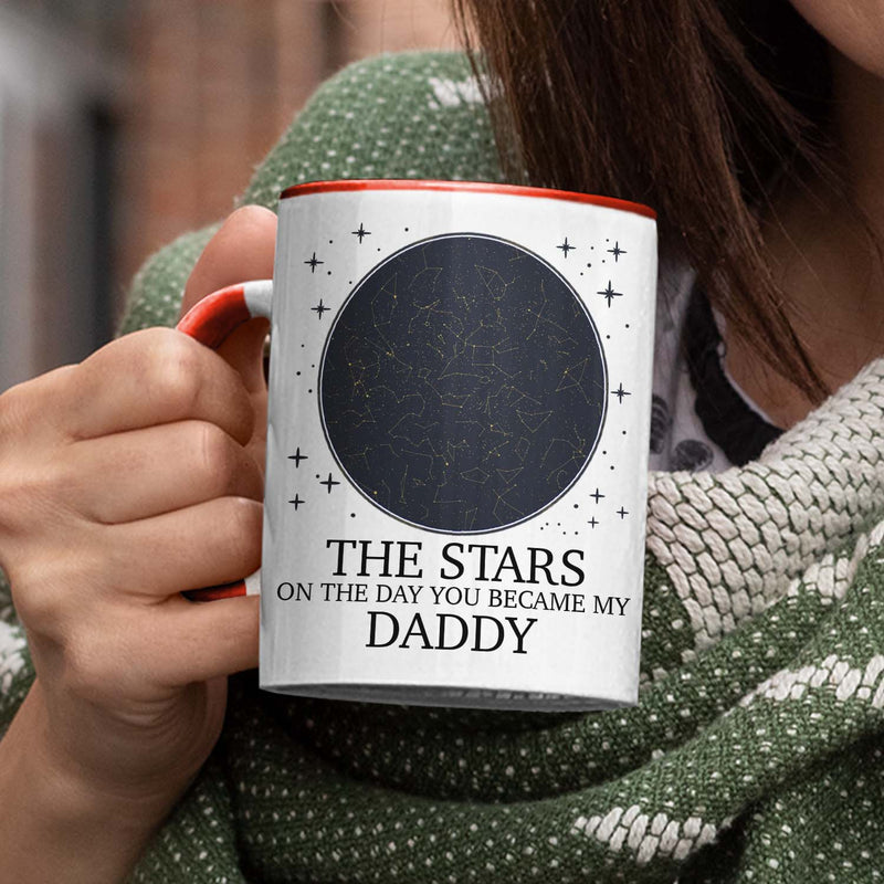 Custom Photo Star Map On The Day You Became My Daddy - Gift For Father, Papa - Personalized Custom Accent Mug