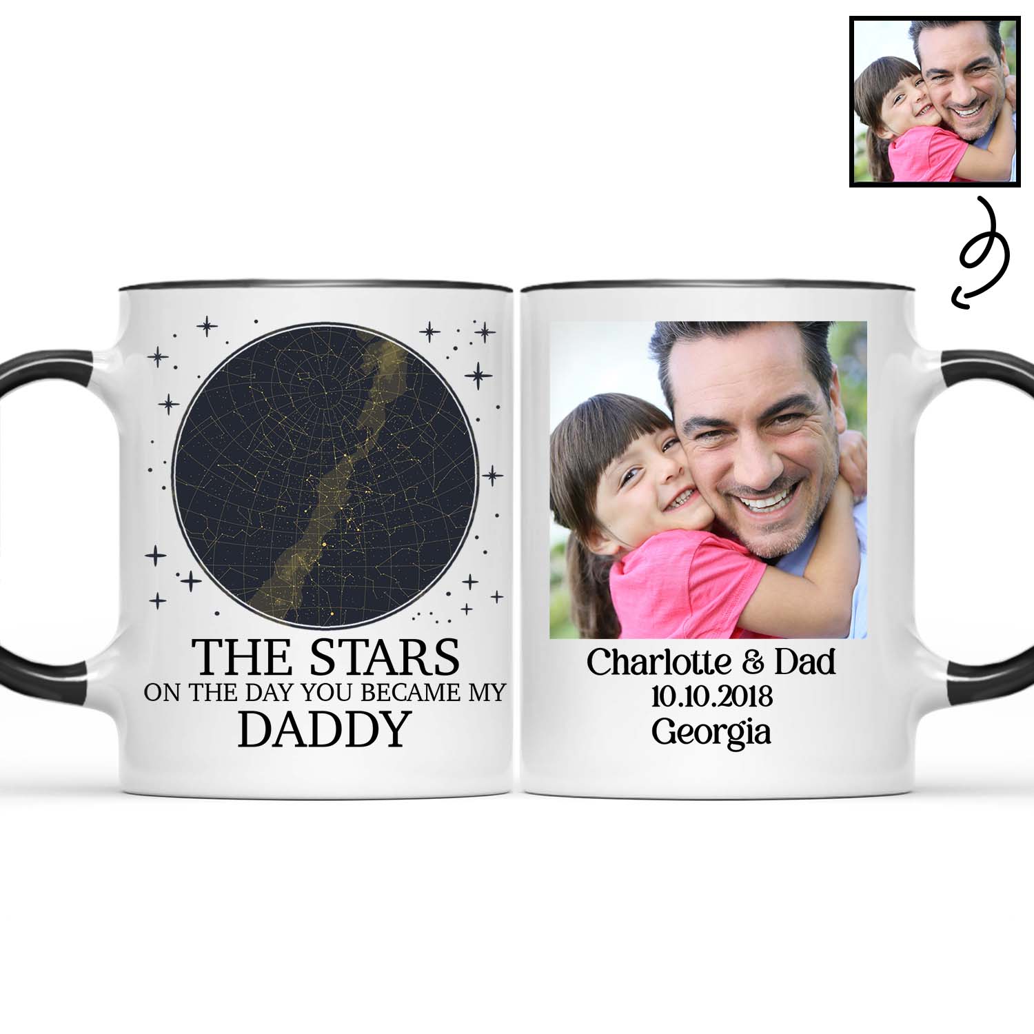 Custom Photo Star Map On The Day You Became My Daddy - Gift For Father, Papa - Personalized Custom Accent Mug
