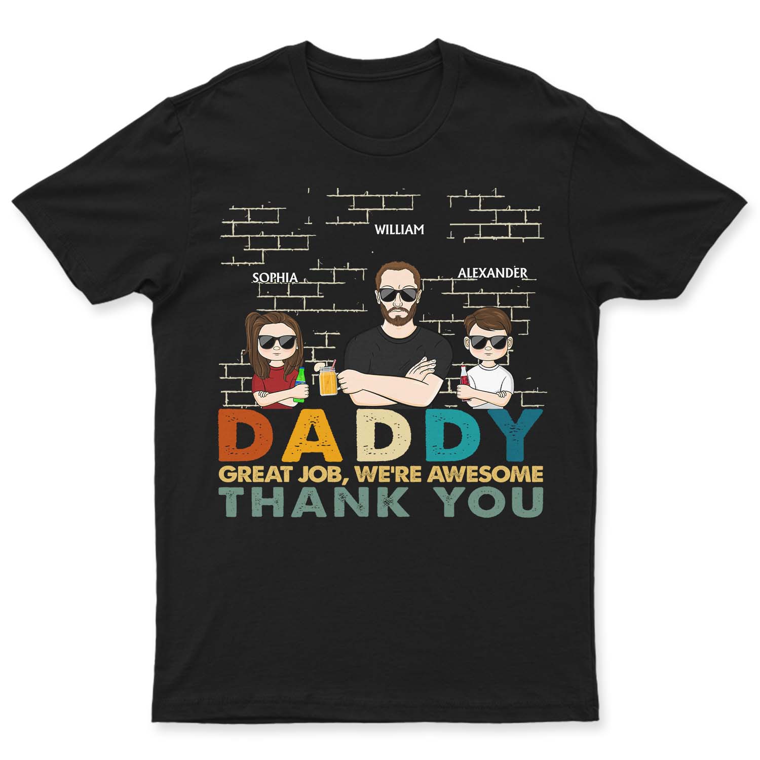 Daddy Papa Kids - Funny, Birthday Gift For Dad, Father, Uncle, Grandpa - Personalized Custom T Shirt