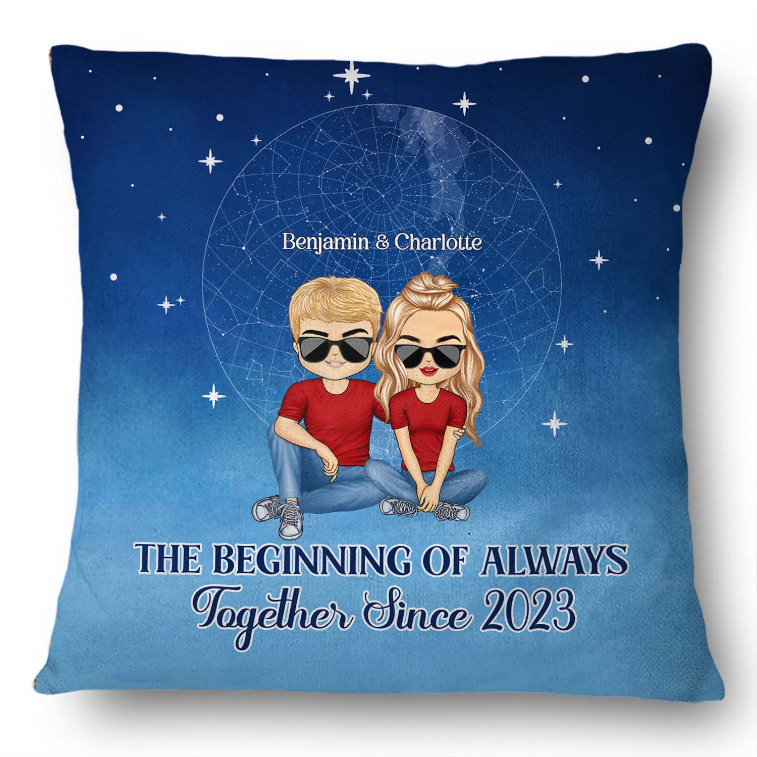 Star Map The Beginning Of Always - Couples Gift - Personalized Custom Pillow