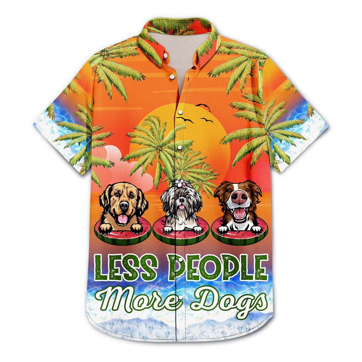 Less People More Dogs - Gift For Pet Lovers, Dog Lovers, Cat Lovers - Personalized Custom Hawaiian Shirt