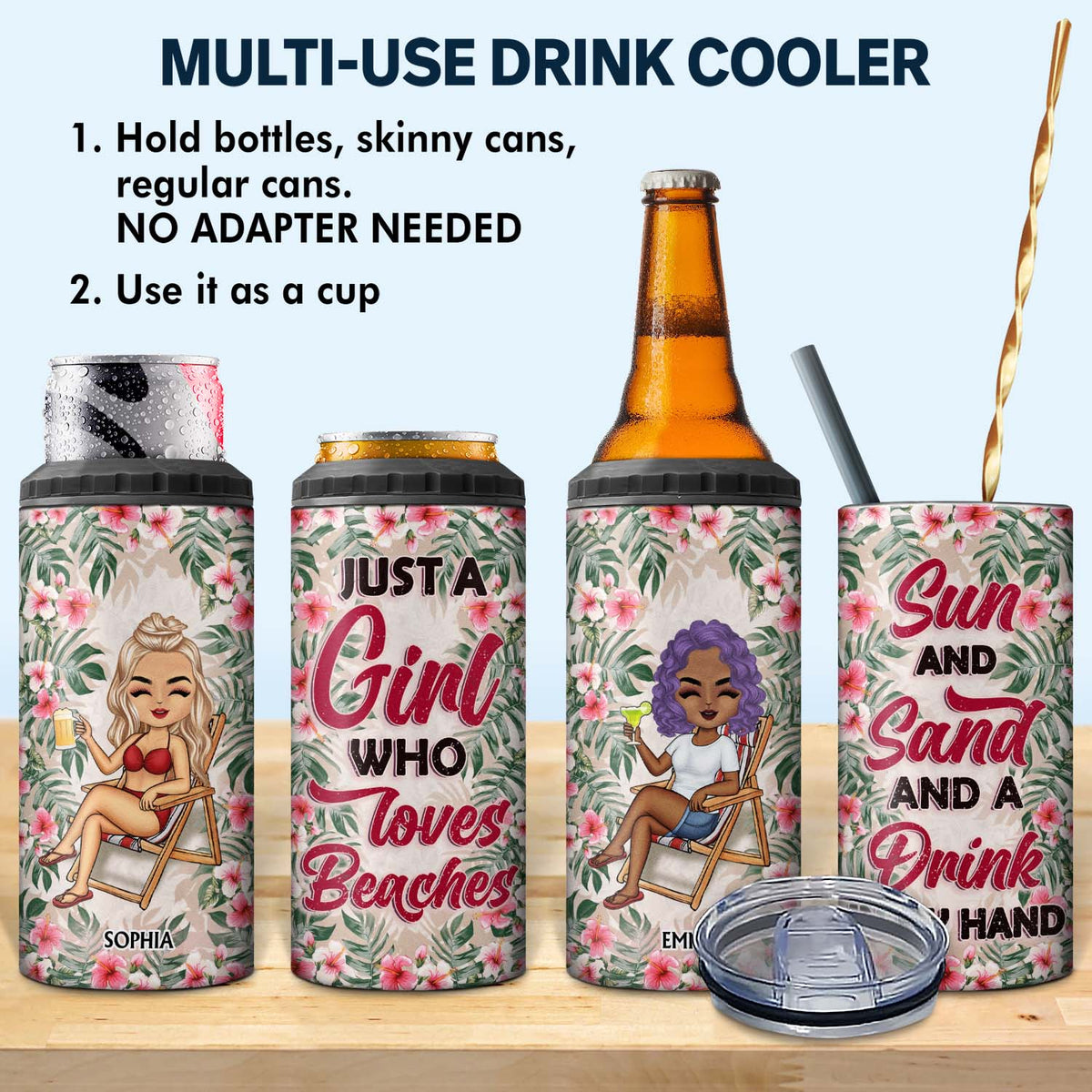 It's Called Summer Water - Birthday, Funny Gift For Her, Besties, Family - Personalized Custom 4 In 1 Can Cooler Tumbler