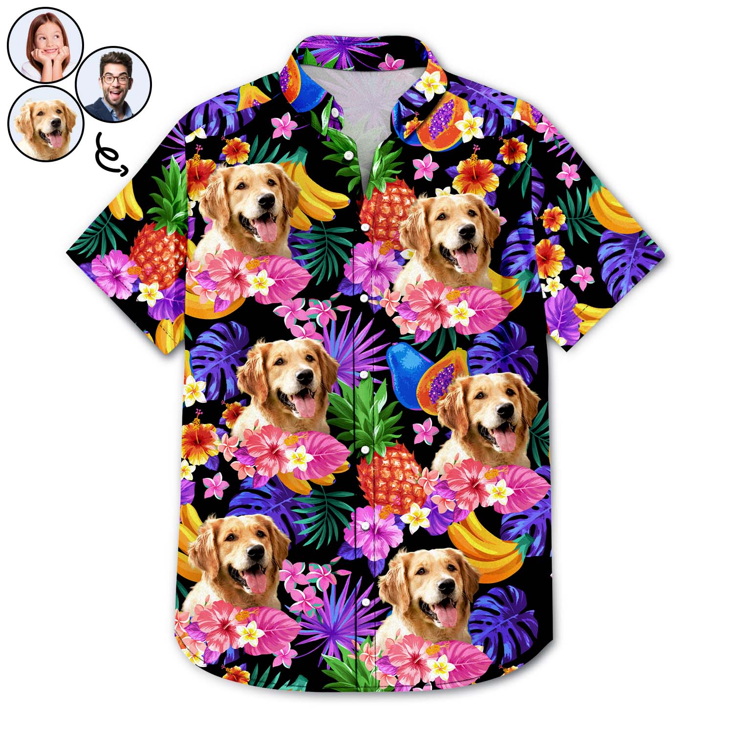 Custom Photo Funny Family Pet Tropical - Gift For Pet Lovers, Dog Lovers, Cat Lovers - Personalized Custom Hawaiian Shirt