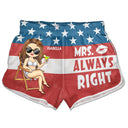 Stars And Stripes Mr Never Right Mrs Always Right - Gift For Couples, Spouse, Lover, Husband, Wife, Boyfriend, Girlfriend - Personalized Custom Couple Beach Shorts