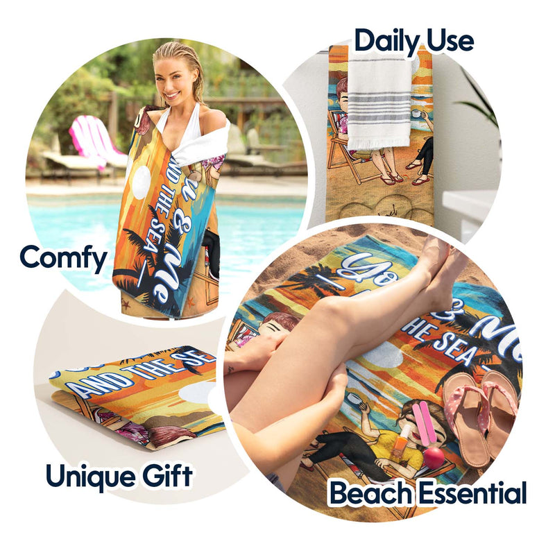 You And Me And The Sea Traveling Beach Swimming Picnic Vacation - Birthday, Funny Gift For Her, Him, Couples, Family - Personalized Custom Beach Towel