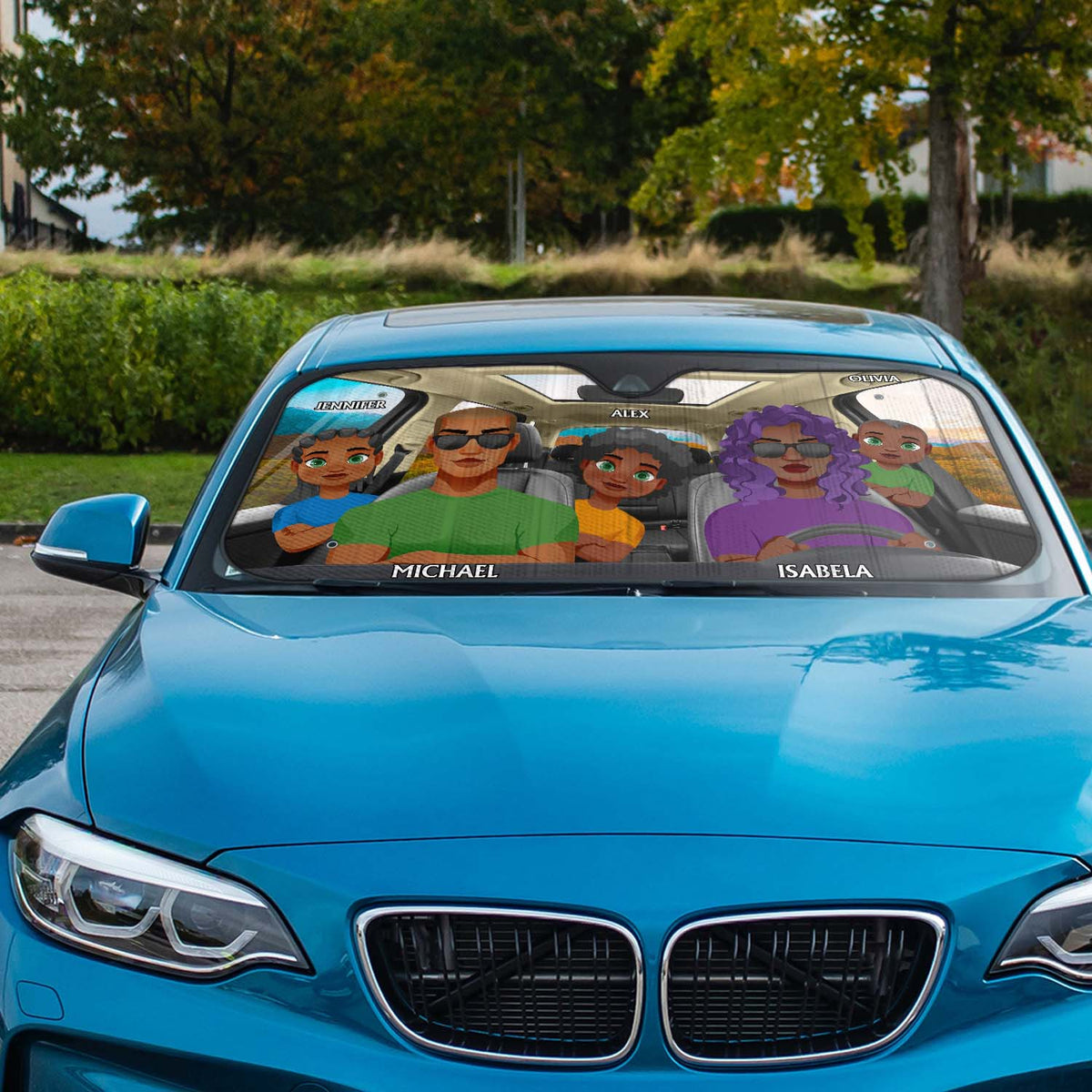 Happy Family Road Trip - Funny Gift For Family - Personalized Auto Sunshade