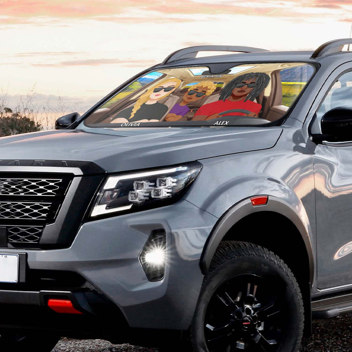 Happy Family Road Trip - Funny Gift For Family - Personalized Auto Sunshade