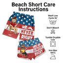 Stars And Stripes Mr Never Right Mrs Always Right - Gift For Couples, Spouse, Lover, Husband, Wife, Boyfriend, Girlfriend - Personalized Custom Couple Beach Shorts