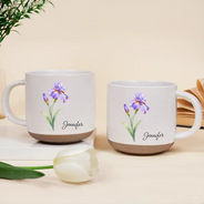 Christmas,Gift For Women,Gift For Yourself,Gifts For Her,Happy,Top Market,Vector - Gift For Her, Besties, Colleagues - Personalized Birth Month Flower Pottery Mug