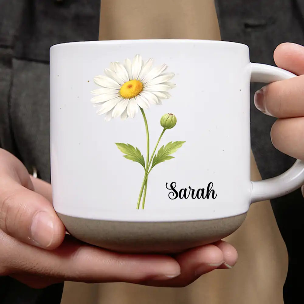 Christmas,Gift For Women,Gift For Yourself,Gifts For Her,Happy,Top Market,Vector - Gift For Her, Besties, Colleagues - Personalized Birth Month Flower Pottery Mug