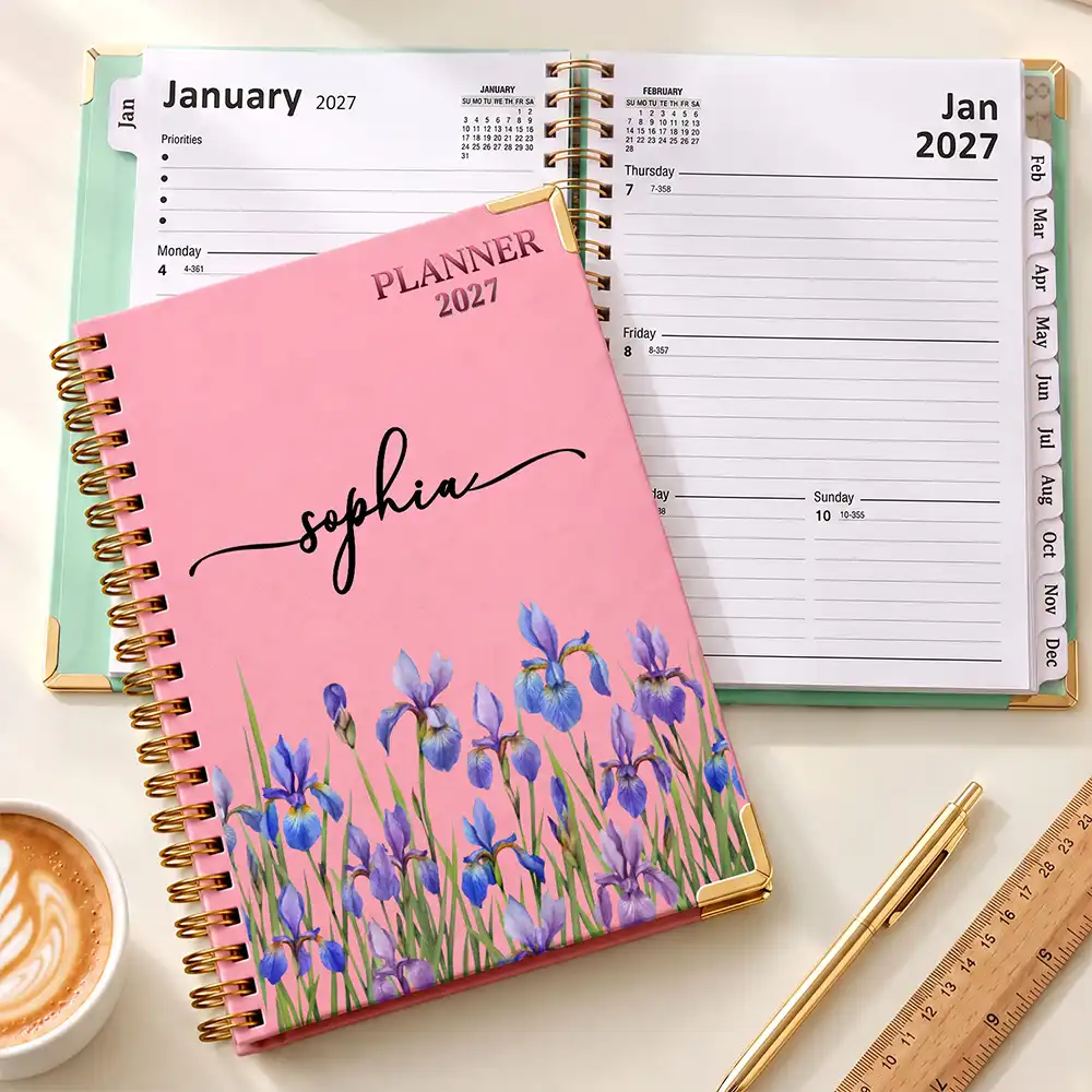 Birthday Gift For Her, Daughter, Mom, Friends - Personalized Birth Flower And Name Journal