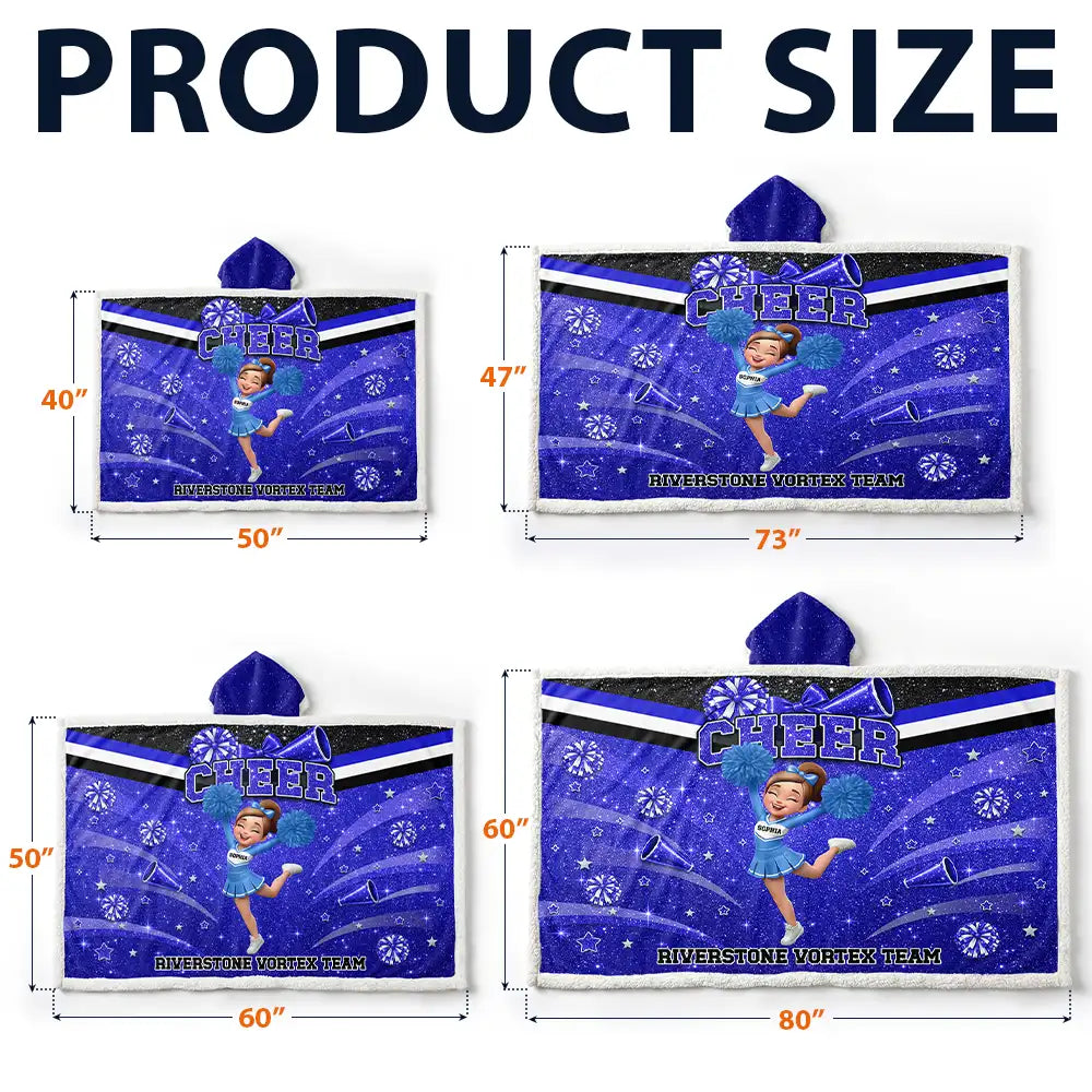 Christmas,Happy,Vector - Gift For Cheerleaders, Daughter, Granddaughter - Personalized Faux Glitter Wearable Hooded Blanket