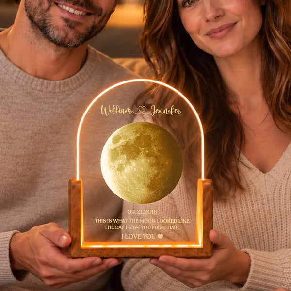 Anniversary Gift For Couple - Personalized Moon Phase What The Moon Looked Like Night Light