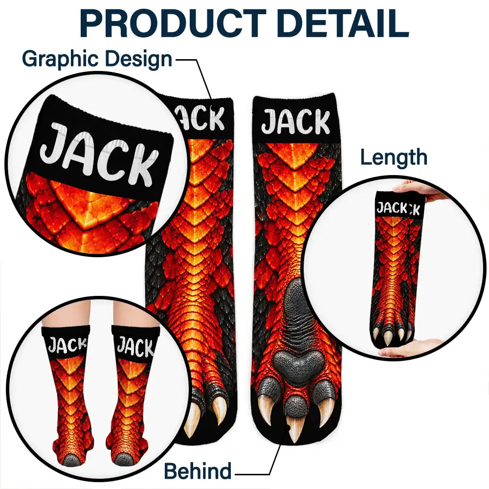 Christmas,Gift For Kids,Humorous,Icon - Funny Gift For Kids - Personalized Novelty Dinosaur Foot Illusion Socks
