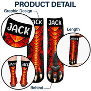 Christmas,Gift For Kids,Humorous,Icon - Funny Gift For Kids - Personalized Novelty Dinosaur Foot Illusion Socks