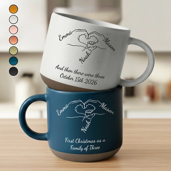 Adorable,Christmas,First Christmas,Gift For Mother,Gifts For Her,Icon,New Baby,New Mom - Christmas Gift For New Parents - Personalized Holding Hands Line Pottery Mug