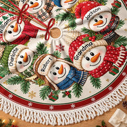 Christmas,Family,Grandparents,Happy,Icon - Christmas Decor For Grandparents - Personalized Snowman Wreath Tree Skirt
