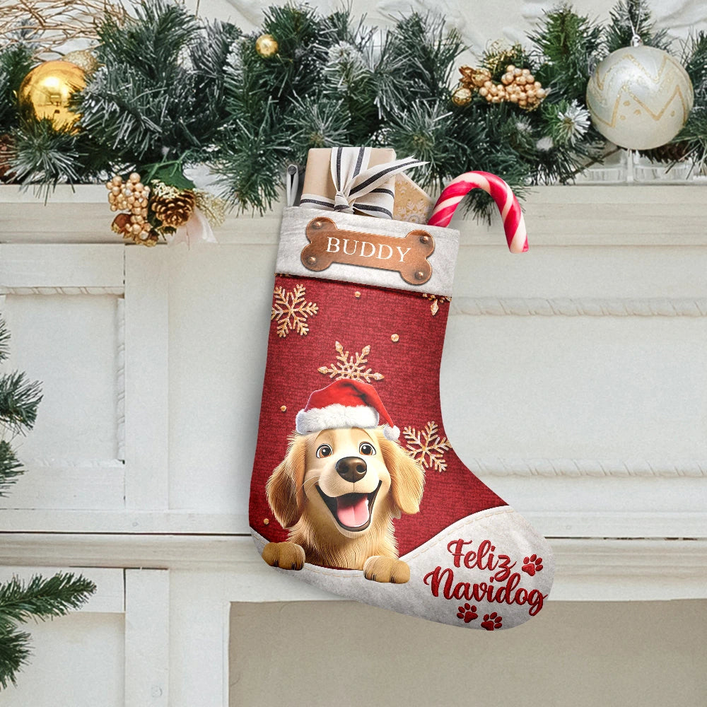 Christmas,Happy,Pet Lovers,Vector - Christmas Gift For Pet Lovers - Personalized Merry Woofmas Christmas Stocking