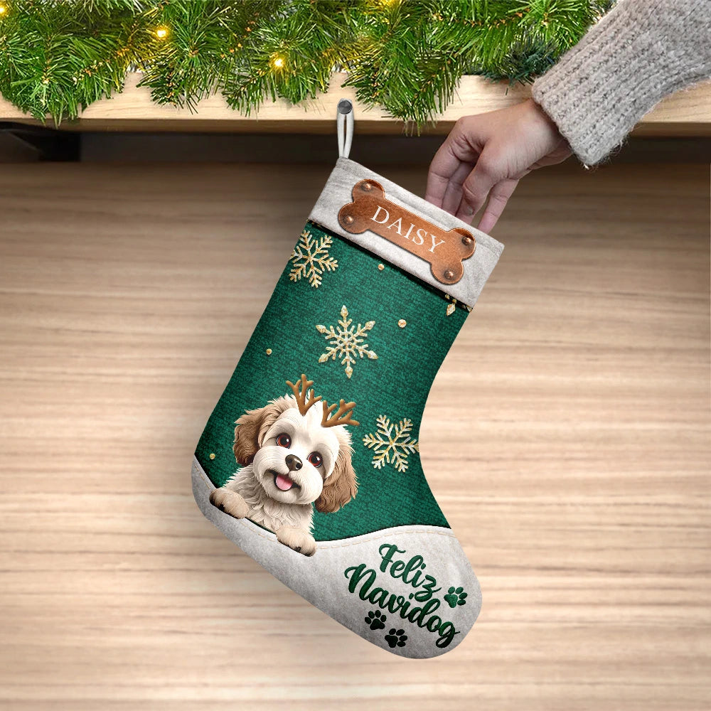 Christmas,Happy,Pet Lovers,Vector - Christmas Gift For Pet Lovers - Personalized Merry Woofmas Christmas Stocking