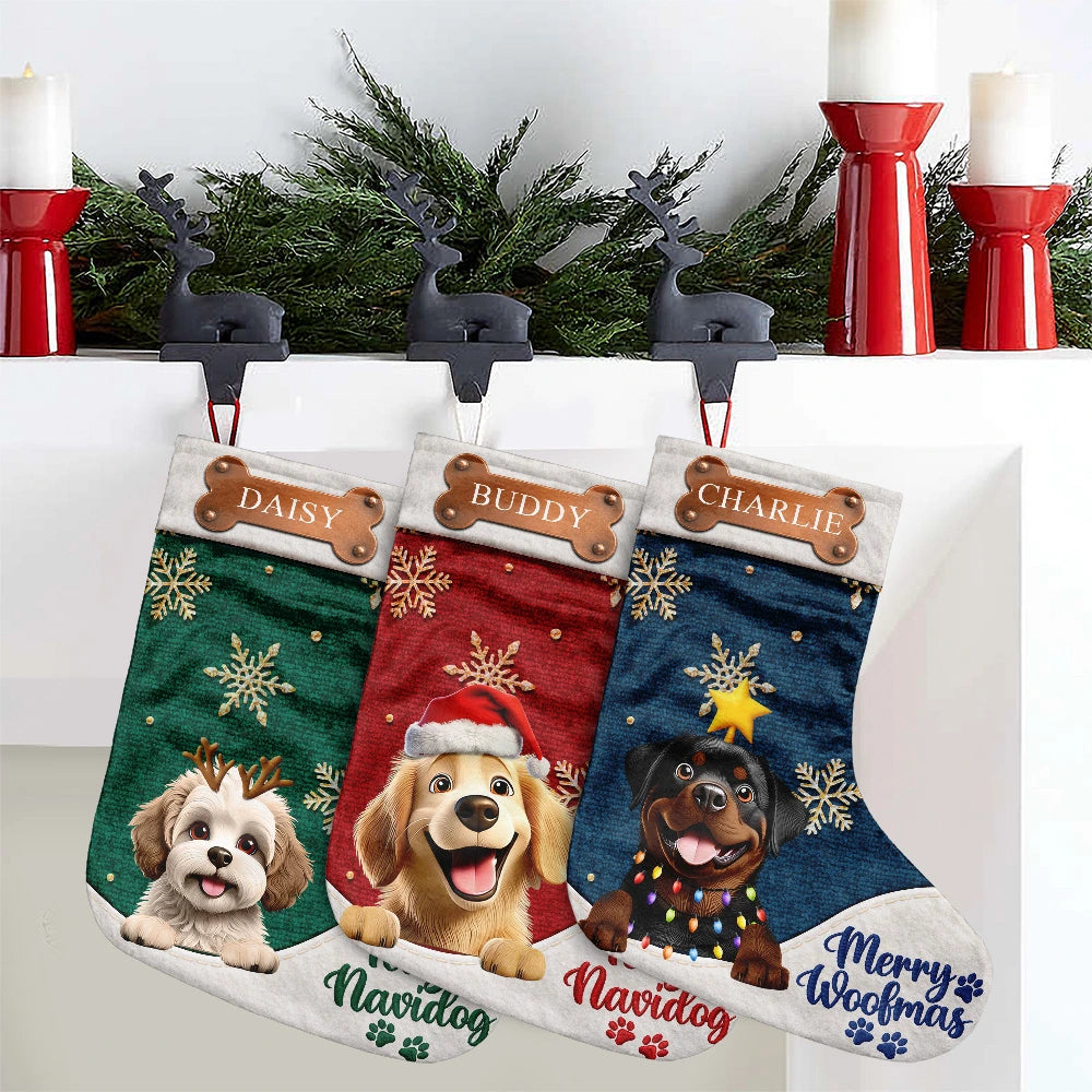 Christmas,Happy,Pet Lovers,Vector - Christmas Gift For Pet Lovers - Personalized Merry Woofmas Christmas Stocking