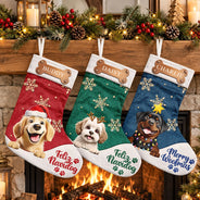 Christmas,Happy,Pet Lovers,Vector - Christmas Gift For Pet Lovers - Personalized Merry Woofmas Christmas Stocking
