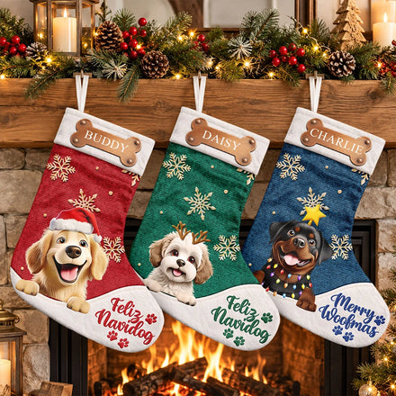 Christmas Gift For Pet Lovers - Personalized Merry Woofmas Christmas Stocking