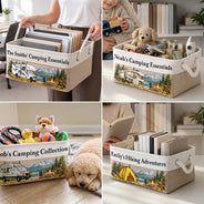 Camping,Family,Happy,Icon - Camping Gift For Family Friends - Personalized Name Storage Basket