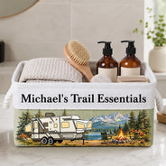 Camping,Family,Happy,Icon - Camping Gift For Family Friends - Personalized Name Storage Basket