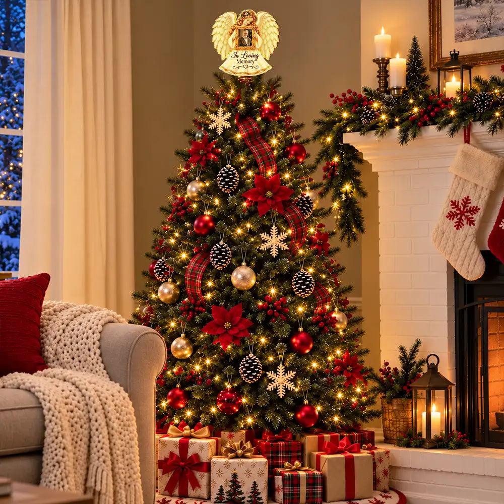 Christmas,Custom Photo,Family,Memorial,Memorial Loved One,Sympathetic,Upload Full Photo - Memorial Sympathy Gifts For Loss Of Loved One - Personalized Custom Photo I'm Always With You LED Tree Topper