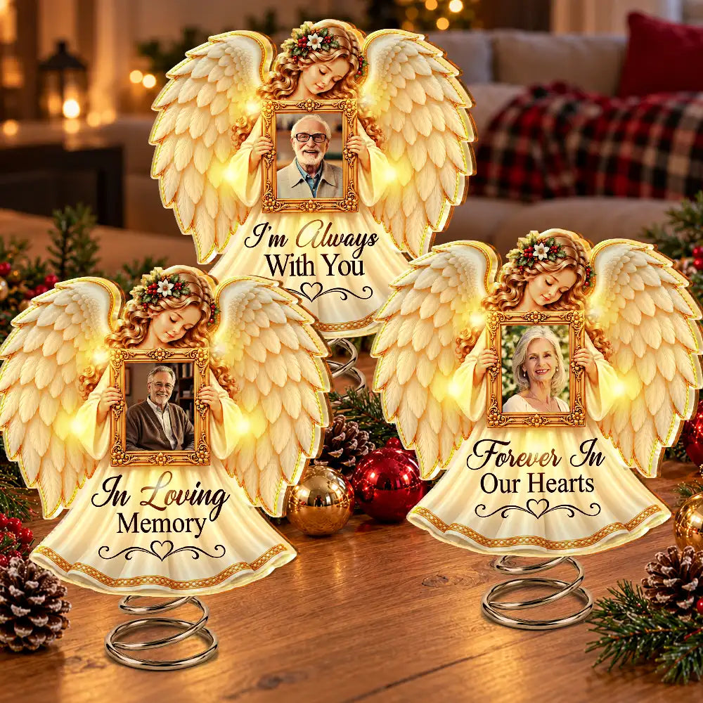 Christmas,Custom Photo,Family,Memorial,Memorial Loved One,Sympathetic,Upload Full Photo - Memorial Sympathy Gifts For Loss Of Loved One - Personalized Custom Photo I'm Always With You LED Tree Topper