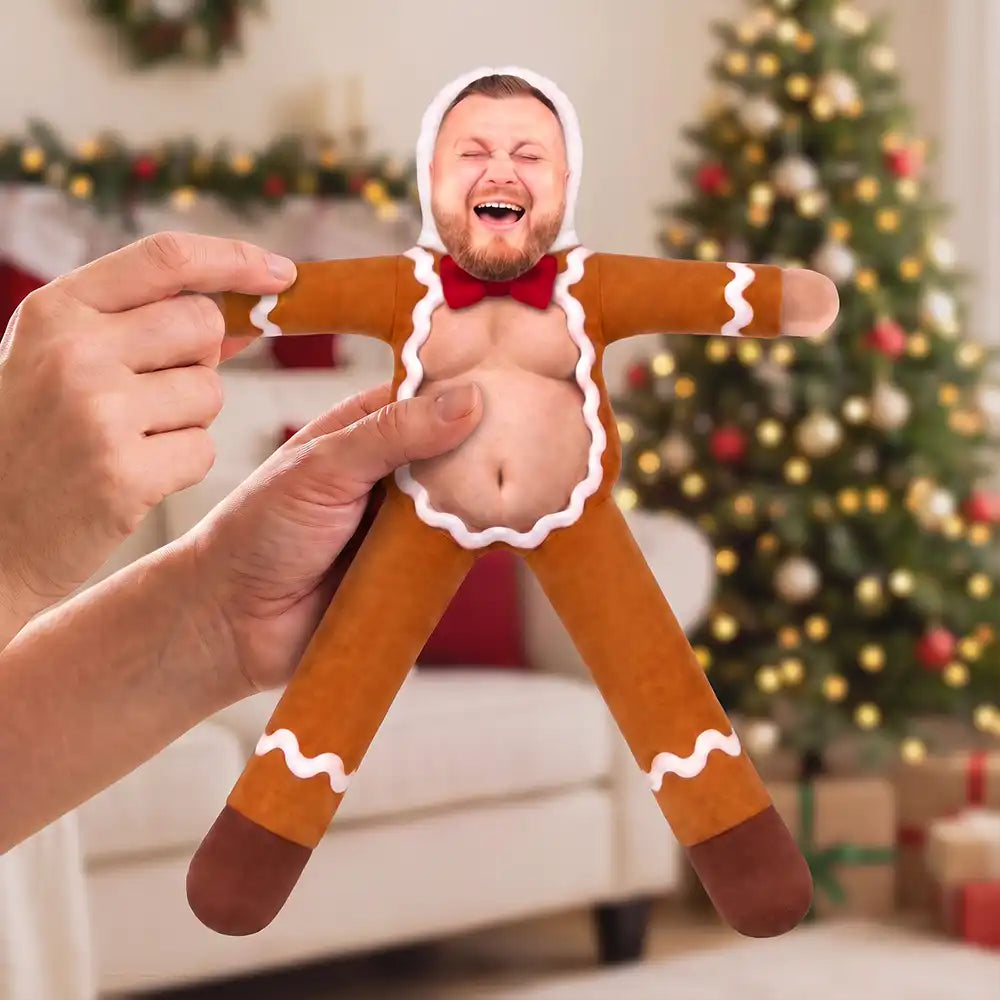 Christmas,Custom Photo,Cut-Face Photo,Gift For Men,Gift For Yourself,Gifts For Him,Humorous - Funny Gift For Him, Husband, Boyfriend - Personalized Custom Photo Photo Hairy Belly Abs Body Christmas Costume Poseable Plush Doll