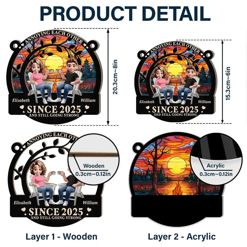 Old Couples,Gift For Husband,Gift For Wife,Gift For Boyfriend,Gift For Girlfriend,Love - 3D Effect Couple Annoying Each Other - Personalized Window Hanging Suncatcher Ornament