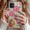 Gift For Grandma,Gift For Grandkids,Happy - Grandma's Mom's Kids 3D Effect Flower Pattern - Personalized Clear Phone Case