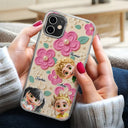 Gift For Grandma,Gift For Grandkids,Happy - Grandma's Mom's Kids 3D Effect Flower Pattern - Personalized Clear Phone Case
