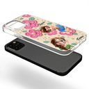 Gift For Grandma,Gift For Grandkids,Happy - Grandma's Mom's Kids 3D Effect Flower Pattern - Personalized Clear Phone Case